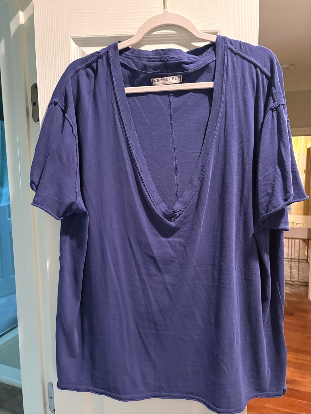We The Free Relaxed Nina V Short Sleeve Tee in Periwinkle Blue